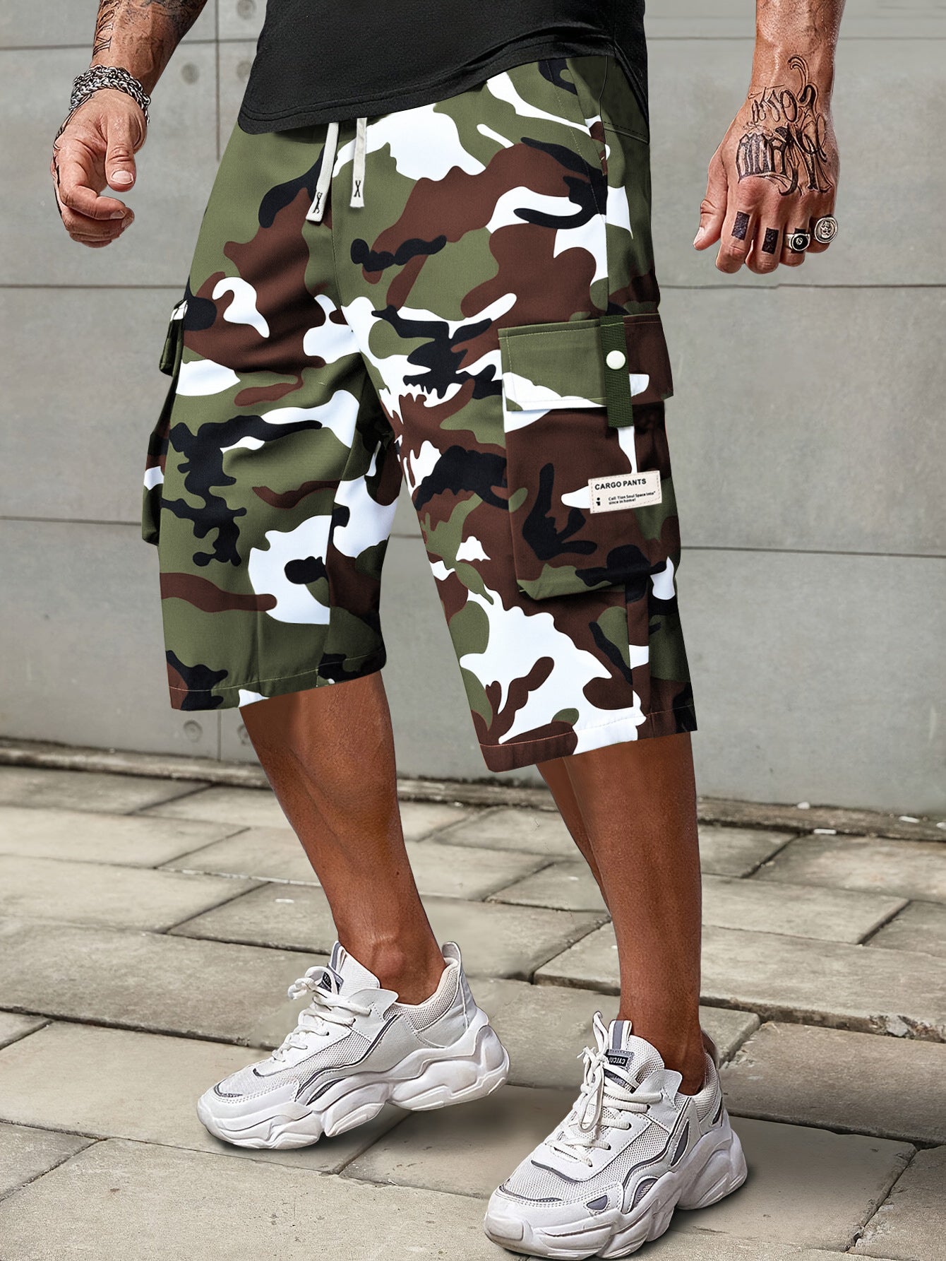 Men's Casual Drawstring Capri Cargo Pants