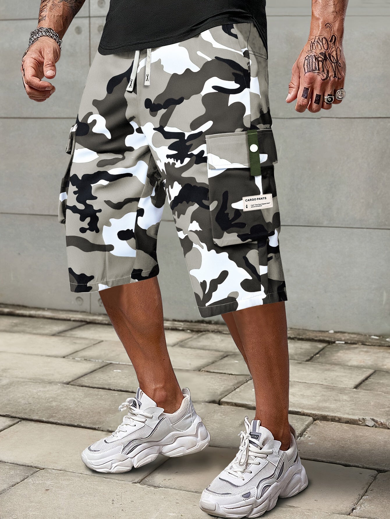 Men's Casual Drawstring Capri Cargo Pants