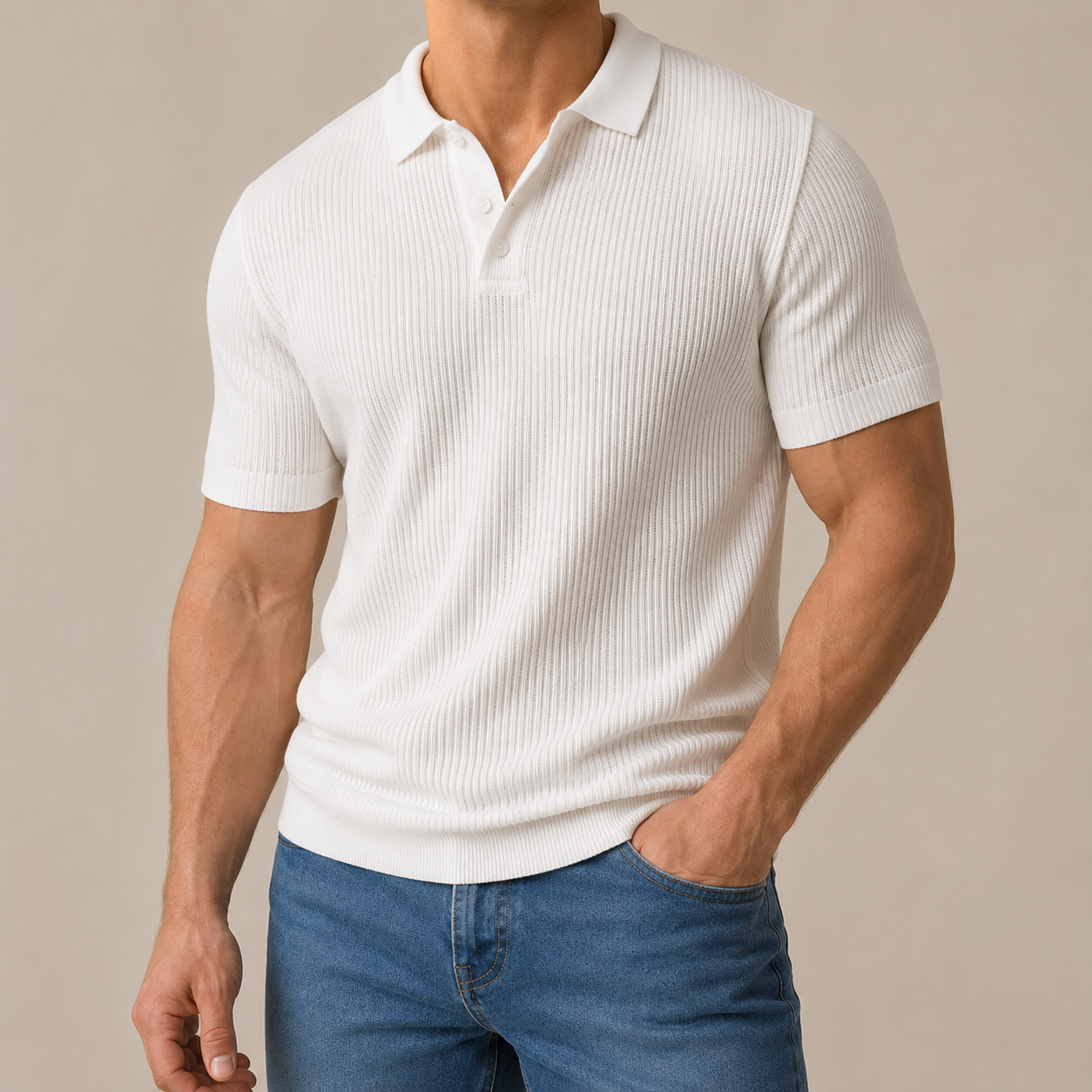 Premium Textured Knit Polo Shirt