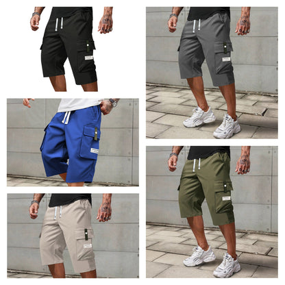 Men's Casual Drawstring Capri Cargo Pants