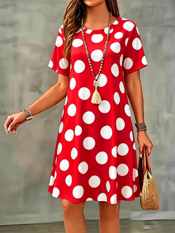 Lune | Flowy A-line Dress with Polka-dot Print