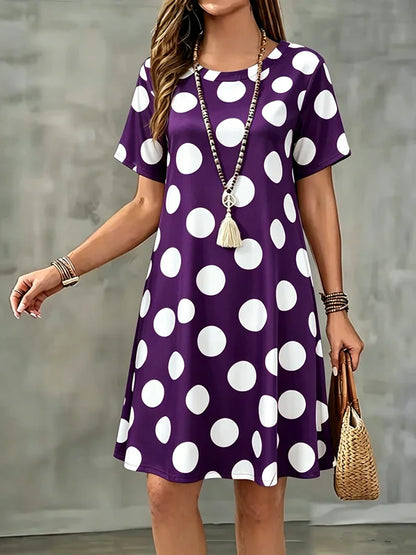 Lune | Flowy A-line Dress with Polka-dot Print