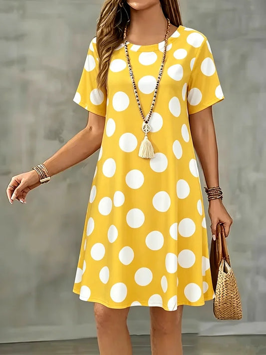 Lune | Flowy A-line Dress with Polka-dot Print