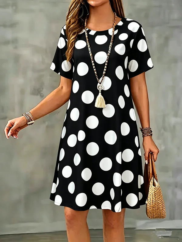 Lune | Flowy A-line Dress with Polka-dot Print