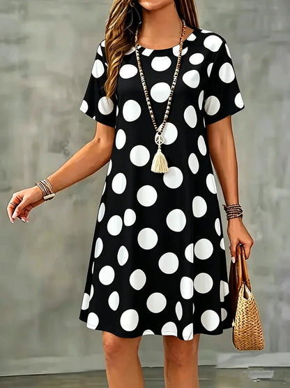 Lune | Flowy A-line Dress with Polka-dot Print