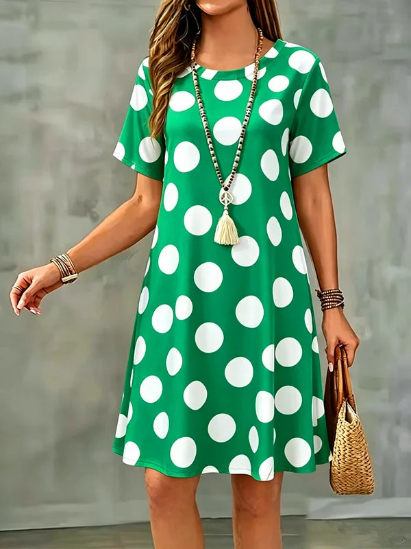 Lune | Flowy A-line Dress with Polka-dot Print