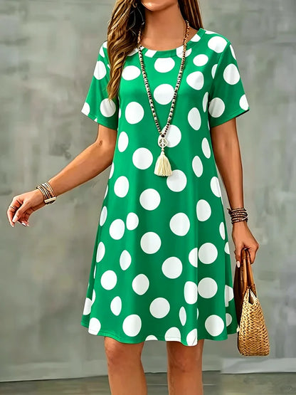 Lune | Flowy A-line Dress with Polka-dot Print