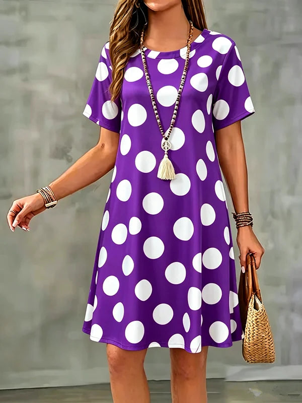Lune | Flowy A-line Dress with Polka-dot Print