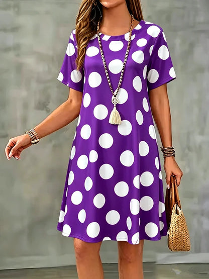 Lune | Flowy A-line Dress with Polka-dot Print