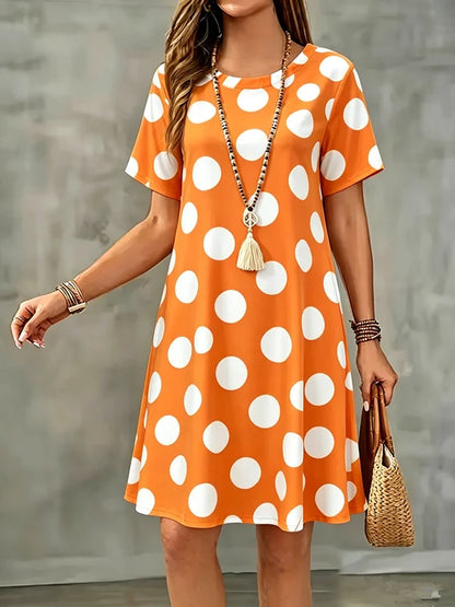 Lune | Flowy A-line Dress with Polka-dot Print