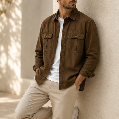 TEXTURED UTILITY OVERSHIRT