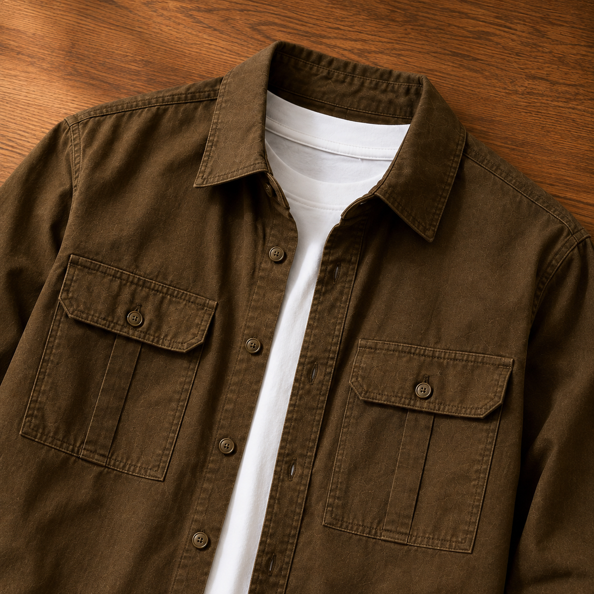 TEXTURED UTILITY OVERSHIRT