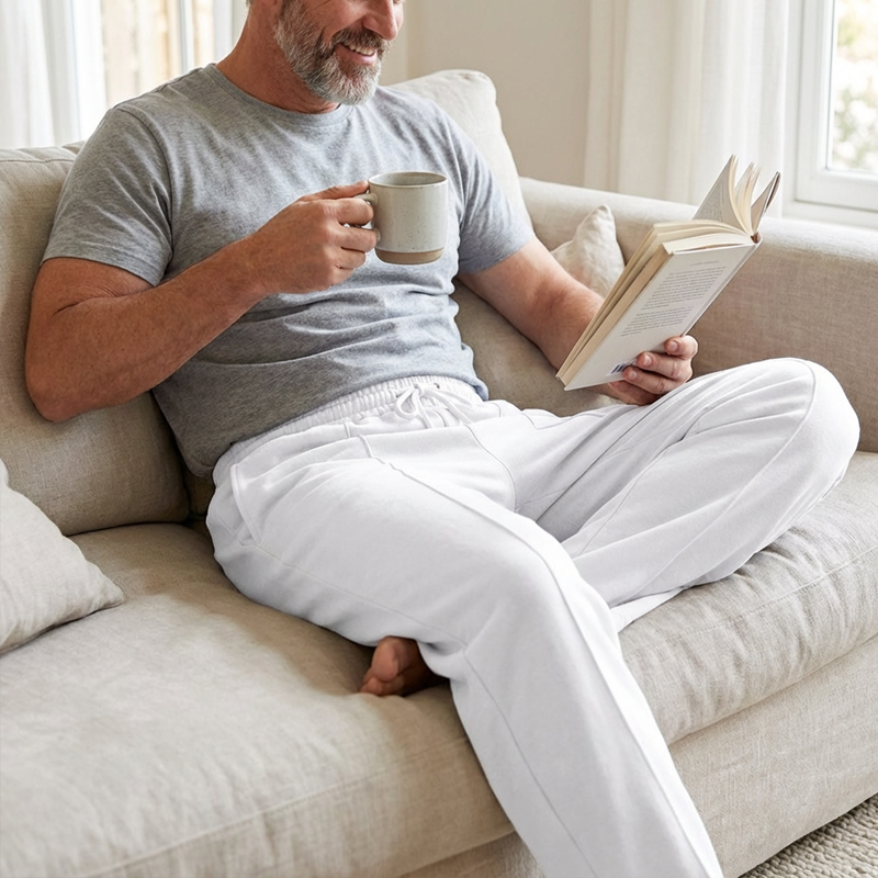 👖 50% OFF NOW! 🌿 Men’s Straight-Leg Pants – Elastic Waist, Drawstring & Knitted Fabric – Casual Comfort & Breathable ✨