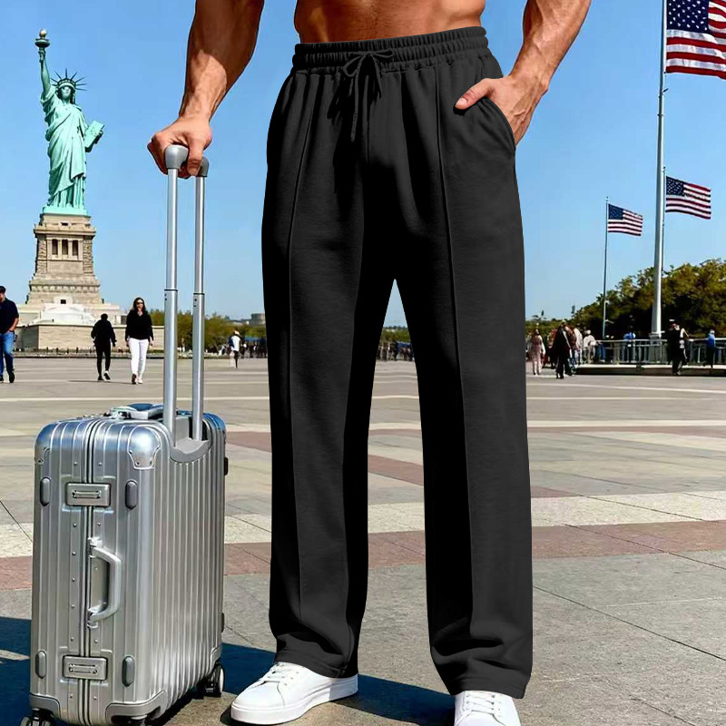 👖 50% OFF NOW! 🌿 Men’s Straight-Leg Pants – Elastic Waist, Drawstring & Knitted Fabric – Casual Comfort & Breathable ✨