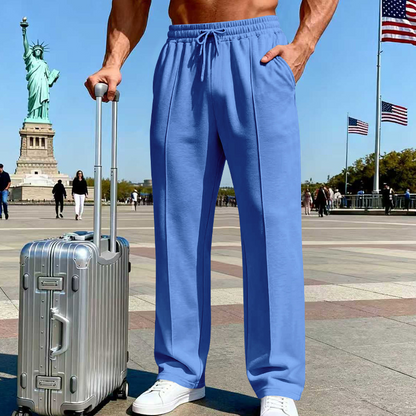 👖 50% OFF NOW! 🌿 Men’s Straight-Leg Pants – Elastic Waist, Drawstring & Knitted Fabric – Casual Comfort & Breathable ✨
