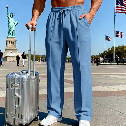 👖 50% OFF NOW! 🌿 Men’s Straight-Leg Pants – Elastic Waist, Drawstring & Knitted Fabric – Casual Comfort & Breathable ✨