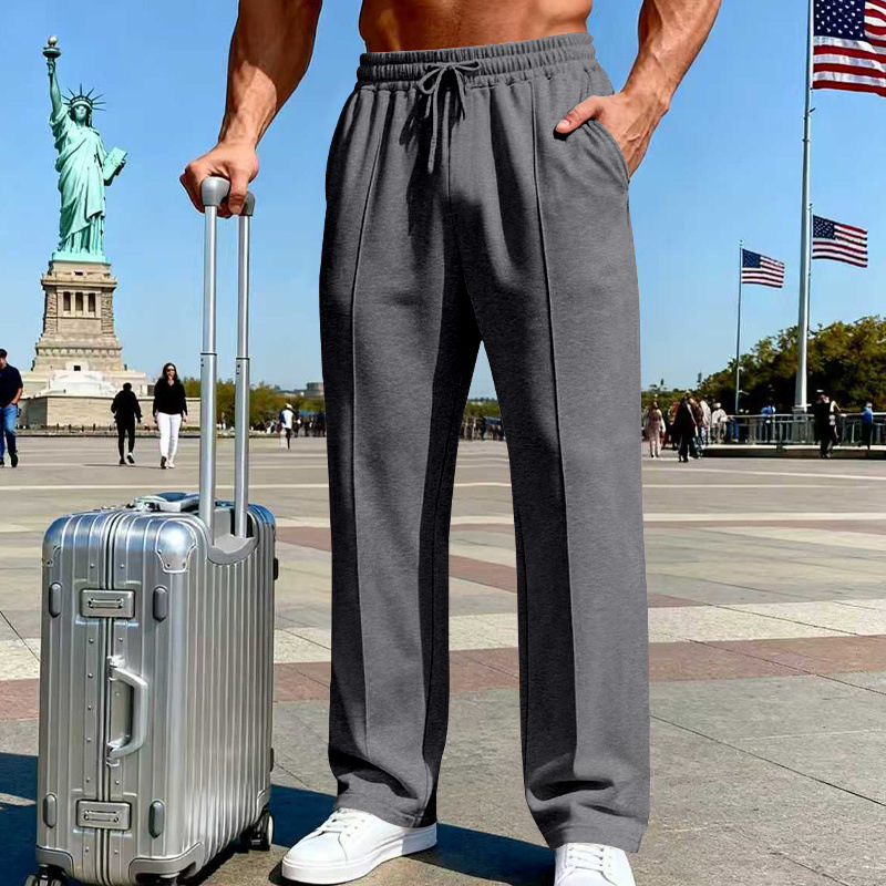 👖 50% OFF NOW! 🌿 Men’s Straight-Leg Pants – Elastic Waist, Drawstring & Knitted Fabric – Casual Comfort & Breathable ✨