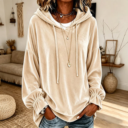 Velvet Hooded Pullover – Luxe Texture & All-Day Comfort for Every Look