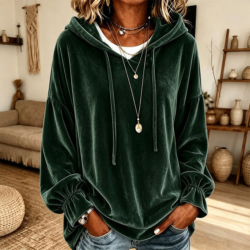 Velvet Hooded Pullover – Luxe Texture & All-Day Comfort for Every Look