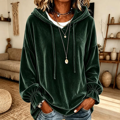 Velvet Hooded Pullover – Luxe Texture & All-Day Comfort for Every Look